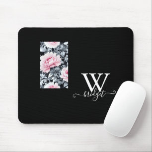 schwarz-rosa Vintage-Modern Floral Mousepad