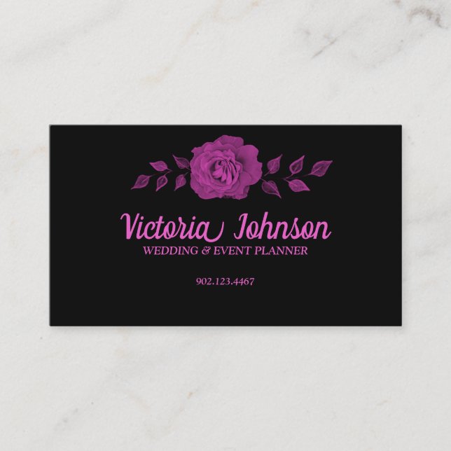 Schwarz Rosa Visitenkarte (Vorderseite)