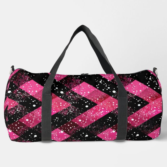 Schwarz-Rosa-Wände mit Glitzer-Look Duffle Bag (Vorderseite)