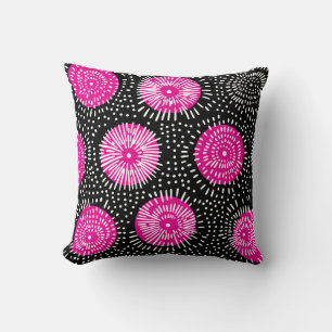 Schwarz-Rosa-Weiß-Doodplatte Kissen