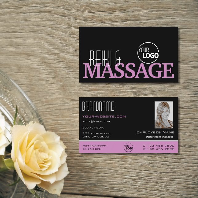 Schwarz-Rosa-Weiß, einfach mit Logo und Foto Visitenkarte (Von Creator hochgeladen)