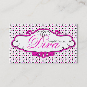 Schwarz/Rosa/Weiß Polka Dot Design Business Card Visitenkarte