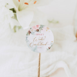 Schwarz-Rosa-Winter-Landschaft Mädchen Geburtstag Runder Aufkleber