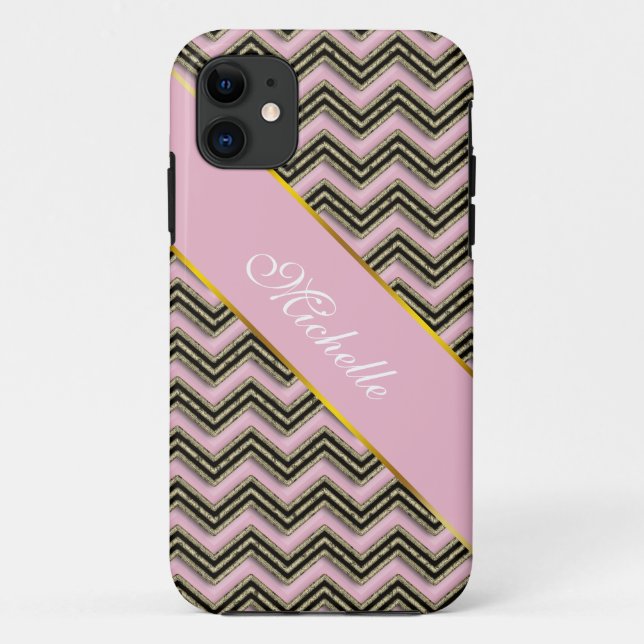 Schwarz-Rosa-Zigzag-Muster Case-Mate iPhone Hülle (Rückseite)