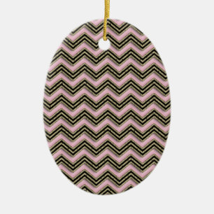 Schwarz-Rosa-Zigzag-Muster Keramik Ornament
