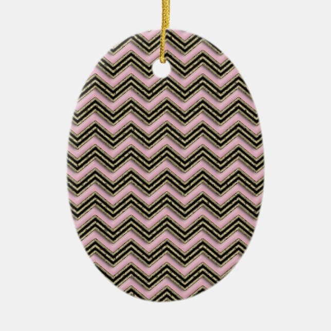 Schwarz-Rosa-Zigzag-Muster Keramik Ornament (Vorne)