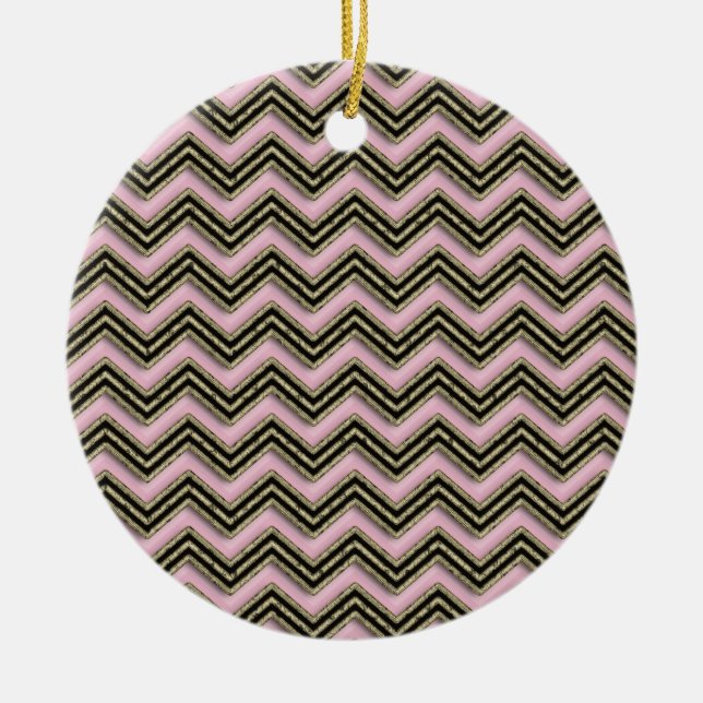 Schwarz-Rosa-Zigzag-Muster Keramikornament (Vorne)