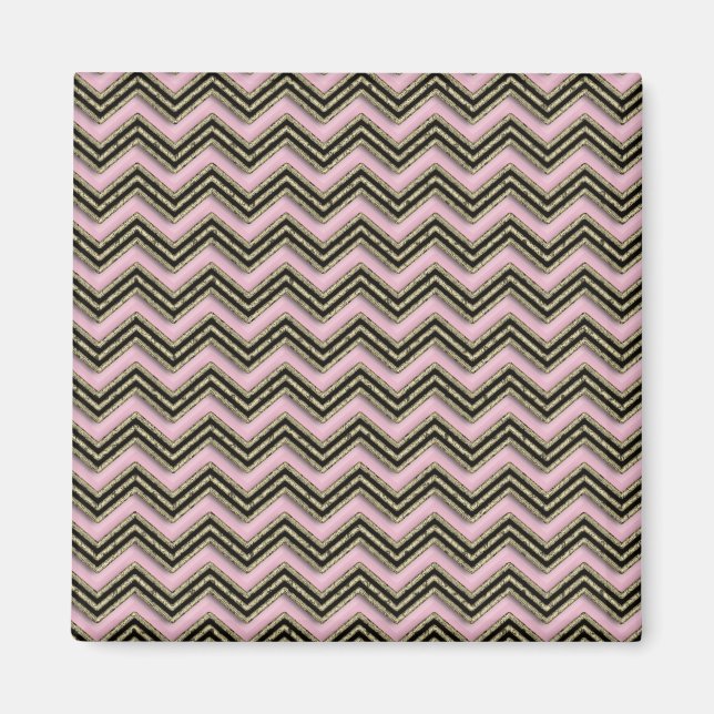 Schwarz-Rosa-Zigzag-Muster Magnet (Vorne)