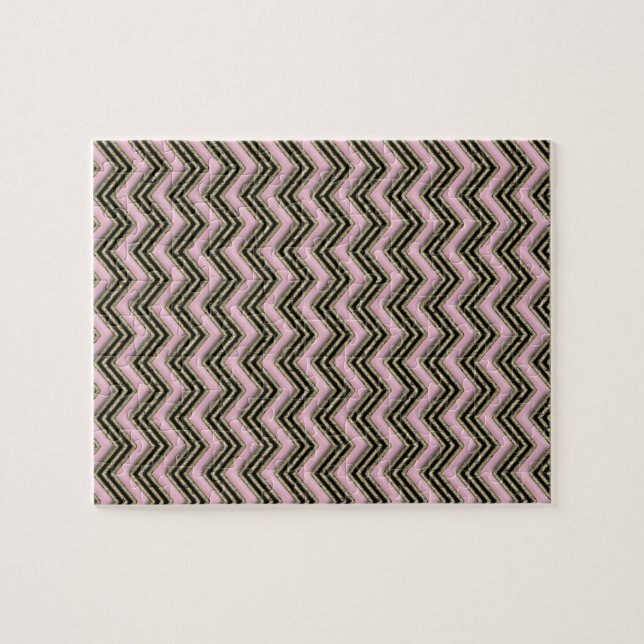 Schwarz-Rosa-Zigzag-Muster Puzzle (Horizontal)