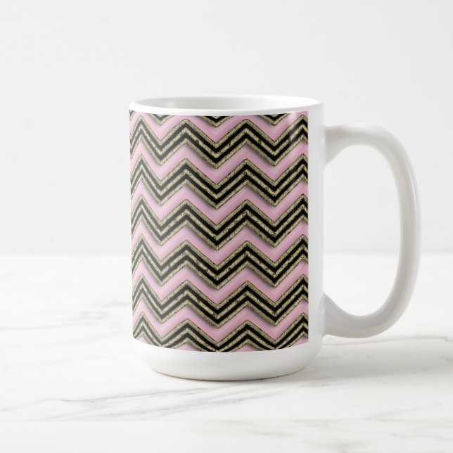 Schwarz-Rosa-Zigzag-Muster Tasse (Rechts)