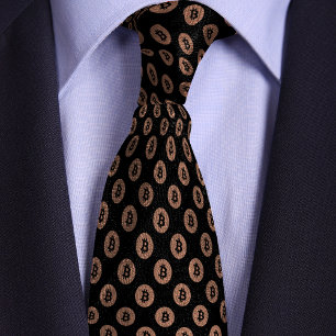 Schwarz & Rose Gold Bitcoin-Krypto-Münzmuster Krawatte