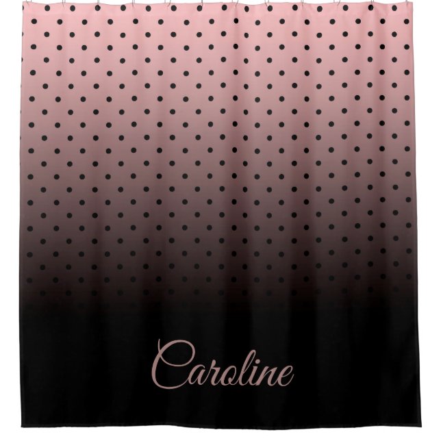 Schwarz-Rose-Punktmuster Duschvorhang (Vorderseite)
