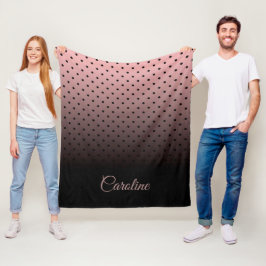 Schwarz-Rose-Punktmuster Fleecedecke