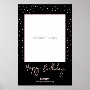 Schwarz- & Roségold-Prop „Happy Birthday“-Fotorahm Poster