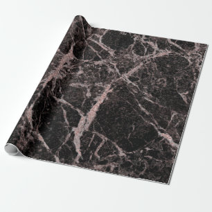 Schwarz & Roségold Rosa Glittermarmor Glam Trendy Geschenkpapier