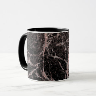 Schwarz & Roségold Rosa Glittermarmor Glamouröse M Tasse