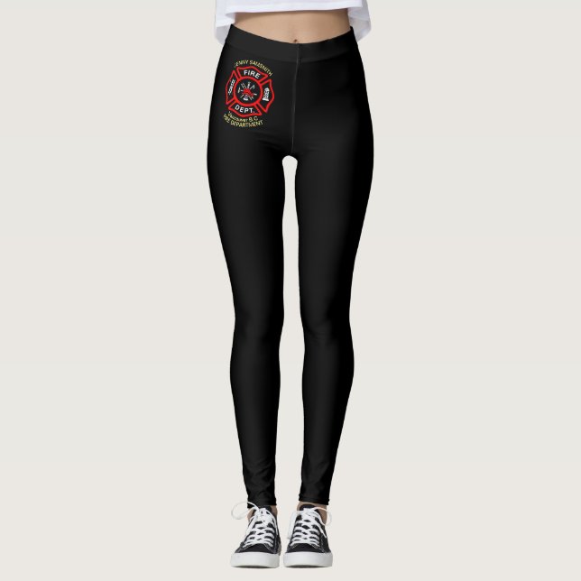 Schwarz-Rot-Abzeichen mit Brandketten und Leiter Leggings (Vorderseite)