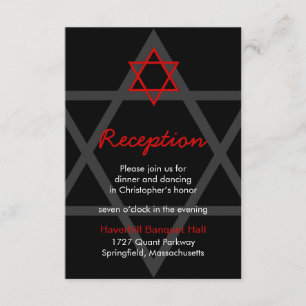 Schwarz-Rot-Bar Mitzvah-Empfang-Einsteckkarte Begleitkarte