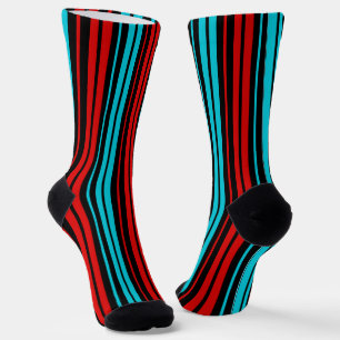 Schwarz Rot Blau Streifen Muster   Socken