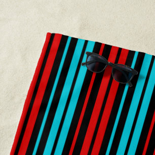 Schwarz Rot Blau Streifen Muster Strandtuch