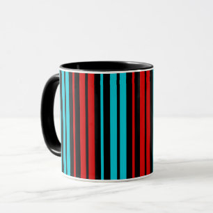 Schwarz Rot Blau Streifen Muster   Tasse