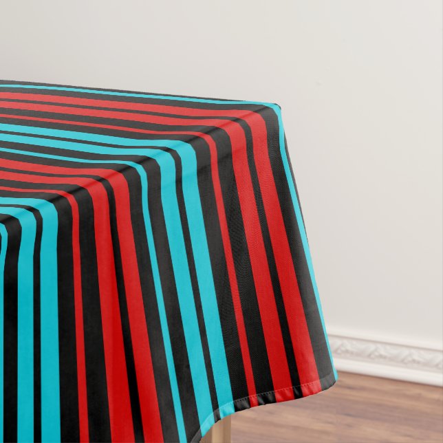 Schwarz Rot Blau Streifen Muster   Tischdecke (Beispiel)