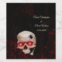 Schwarz-Rot-Blütenschwarz-moodisch-gotischer Schäd