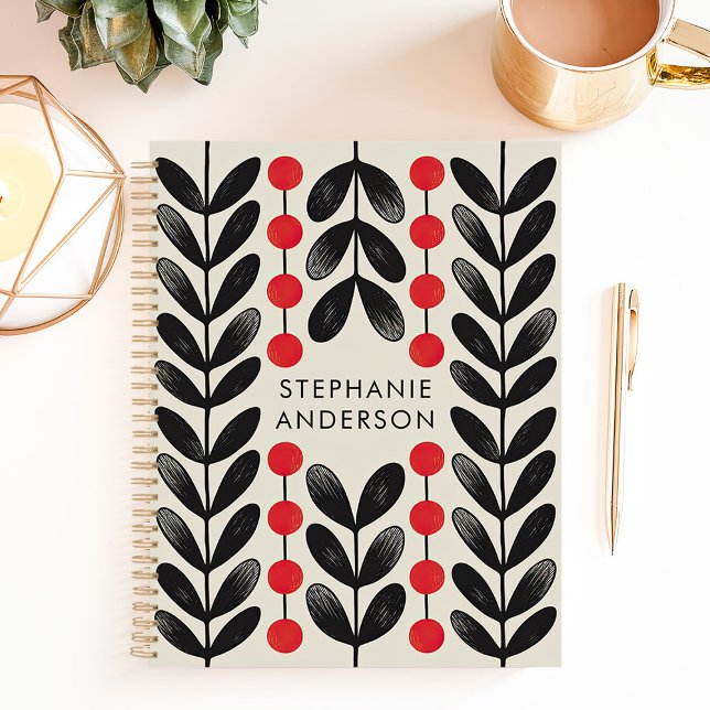 Schwarz-Rot-Botanische Blätter Berries Individuell Planer (Von Creator hochgeladen)