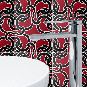 Schwarz-Rot-Chic-Knie Nahtlose Muster Tile Fliese