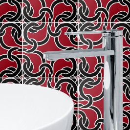 Schwarz-Rot-Chic-Knie Nahtlose Muster Tile Fliese