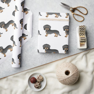 Schwarz-Rot-Draht-haariger Dachshund-Hund-Muster Geschenkpapier
