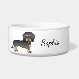 Schwarz-Rot-Drahtiger Dachshund Hund & Name Napf