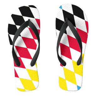 Schwarz Rot Gelb Blau Bayern Diamant Flaggenmuster Flip Flops