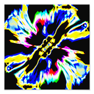 Schwarz, Rot, Gelb, Blau-Raum-Blume Fotodruck