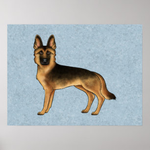 Schwarz-Rot getigerter deutscher Schäferhund Illus Poster