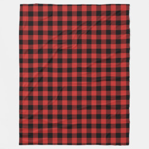Schwarz-Rot-Gingham-Muster geprüft Fleecedecke