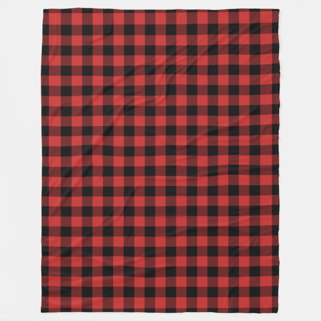 Schwarz-Rot-Gingham-Muster geprüft Fleecedecke (Vorderseite)