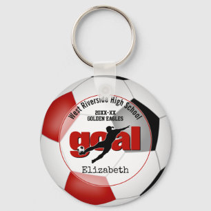 Schwarz-Rot-Girls Fußball-Tor-Mannschaft Sport Schlüsselanhänger