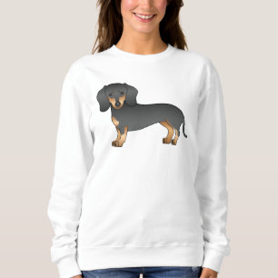 Schwarz-Rot glatthaariger Cartoon-Dackel Sweatshirt