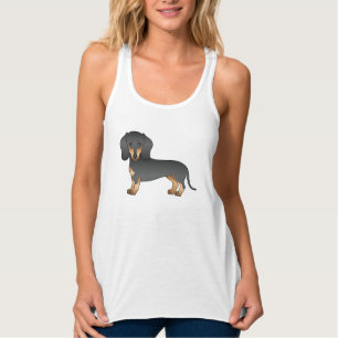 Schwarz-Rot glatthaariger Cartoon-Dackel Tank Top