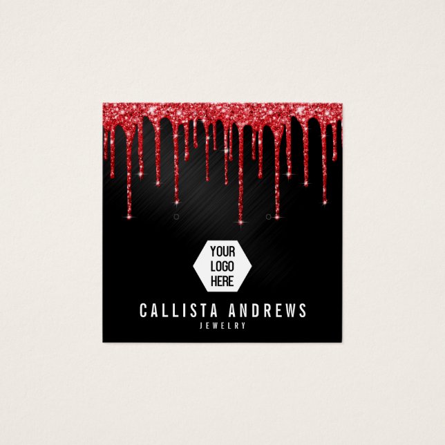 Schwarz-Rot-Glitzer-Tropfen-Logo-Werbekarte (Vorderseite)