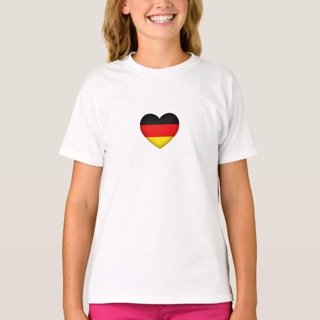 Schwarz-Rot-Gold Flaggenfarben Herzlicher deutsch T-Shirt (Vorderseite)