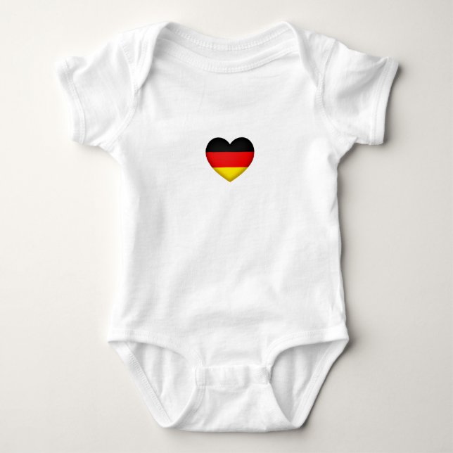 Schwarz-Rot-Gold Herzemblem Baby Strampler (Vorderseite)