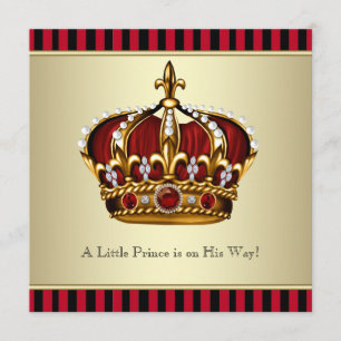 Schwarz Rot Gold Krone Kleiner Prinz Junge Baby Sh Einladung