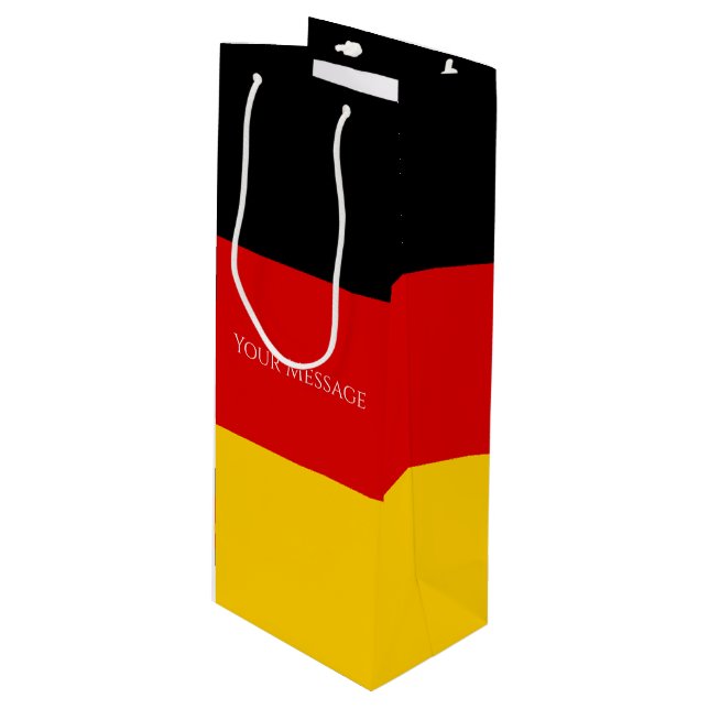 Schwarz Rot Gold - Personalisierte Flagge Deutschl Geschenktüte Für Weinflaschen (Vorderseite Schrägansicht)