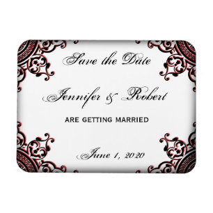 Schwarz-Rot-Gothic-Rollen Save the Date Magnet