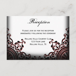 Schwarz-Rot-Gothic-Scroll-Hochzeitsempfang Einladung