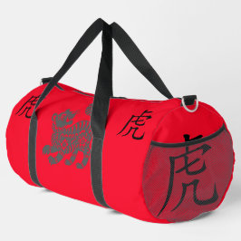Schwarz, Rot, Grau, Jahr des Tiger Chinesisch | Duffle Bag