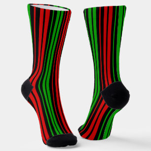 Schwarz Rot Grün Streifen Muster   Socken