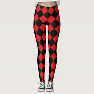 Schwarz-Rot-Harlequin-Prüfmuster Leggings